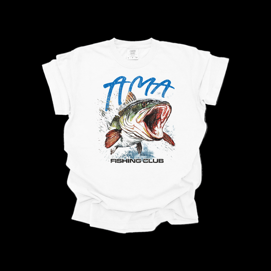 AMA Apparel “Fishing Club” T-Shirt – Bass Fish Graphic Comfort Colors Tee
