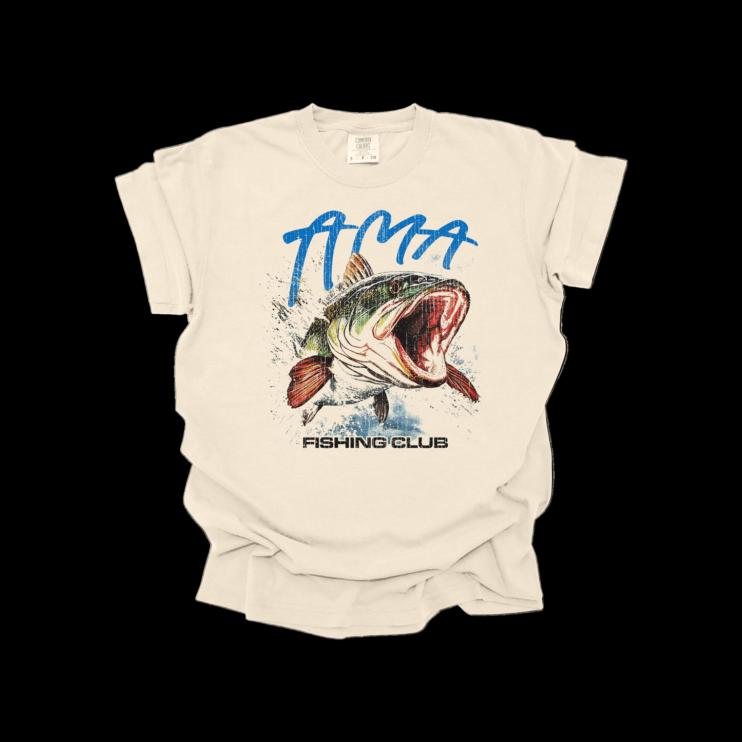 AMA Apparel “Fishing Club” T-Shirt – Bass Fish Graphic Comfort Colors Tee
