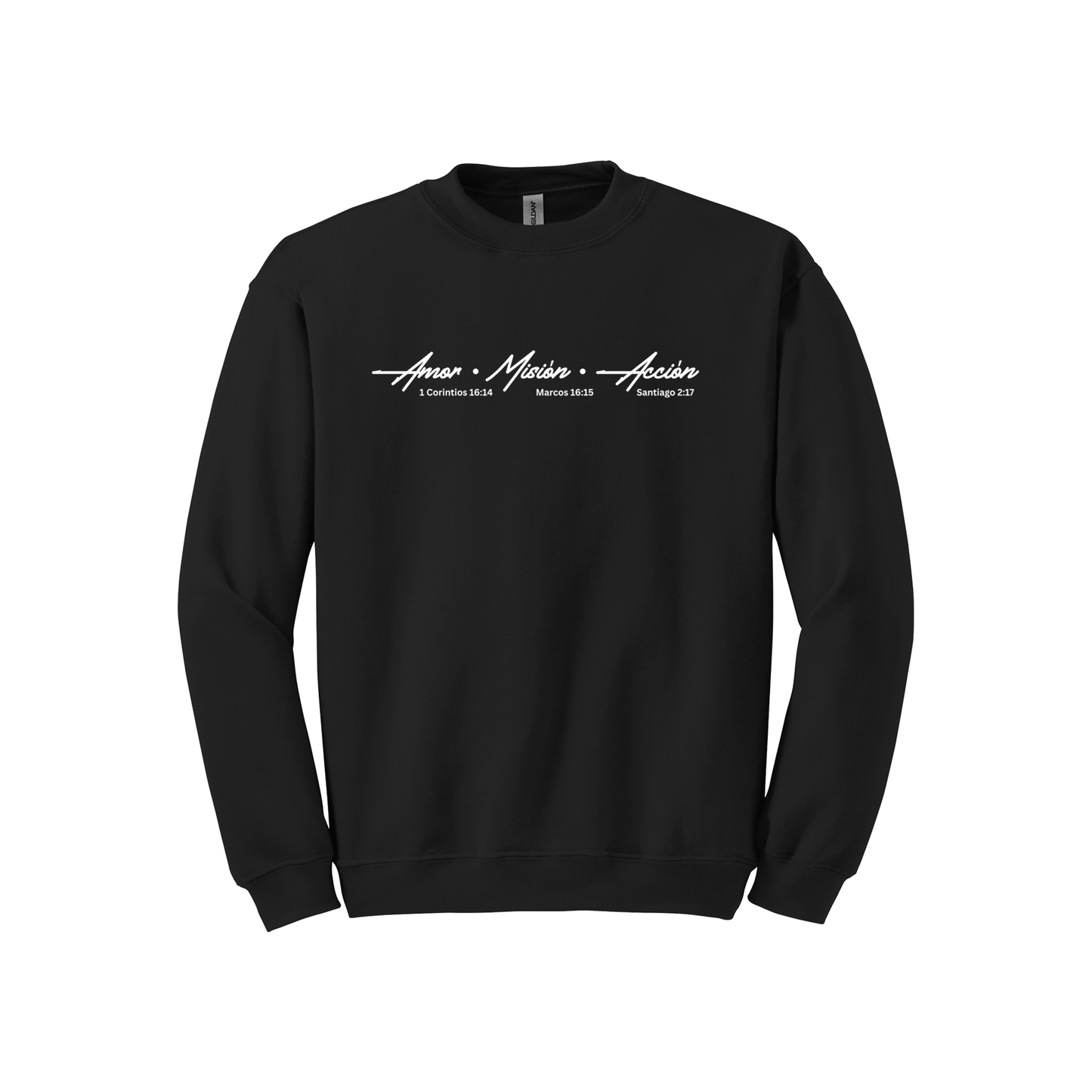 Sweatshirt Oficial AMA Blanca – Amor • Misión • Acción