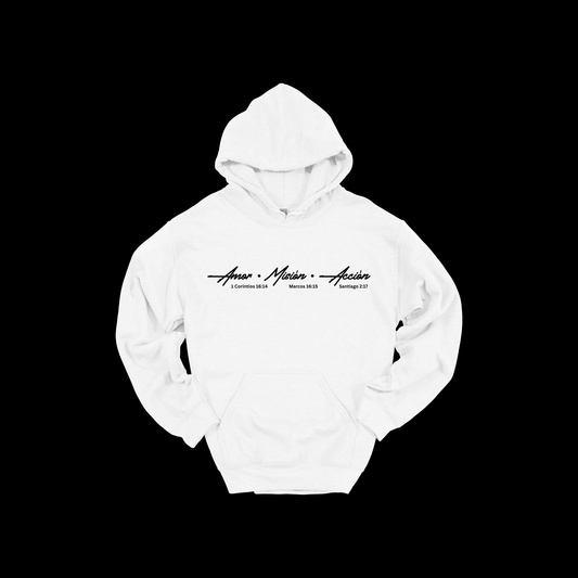 Hoodie Oficial AMA – Amor • Misión • Acción (Unisex)
