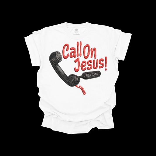 AMA Apparel “Call on Jesus” Christian T-Shirt – Retro Faith Graphic Tee