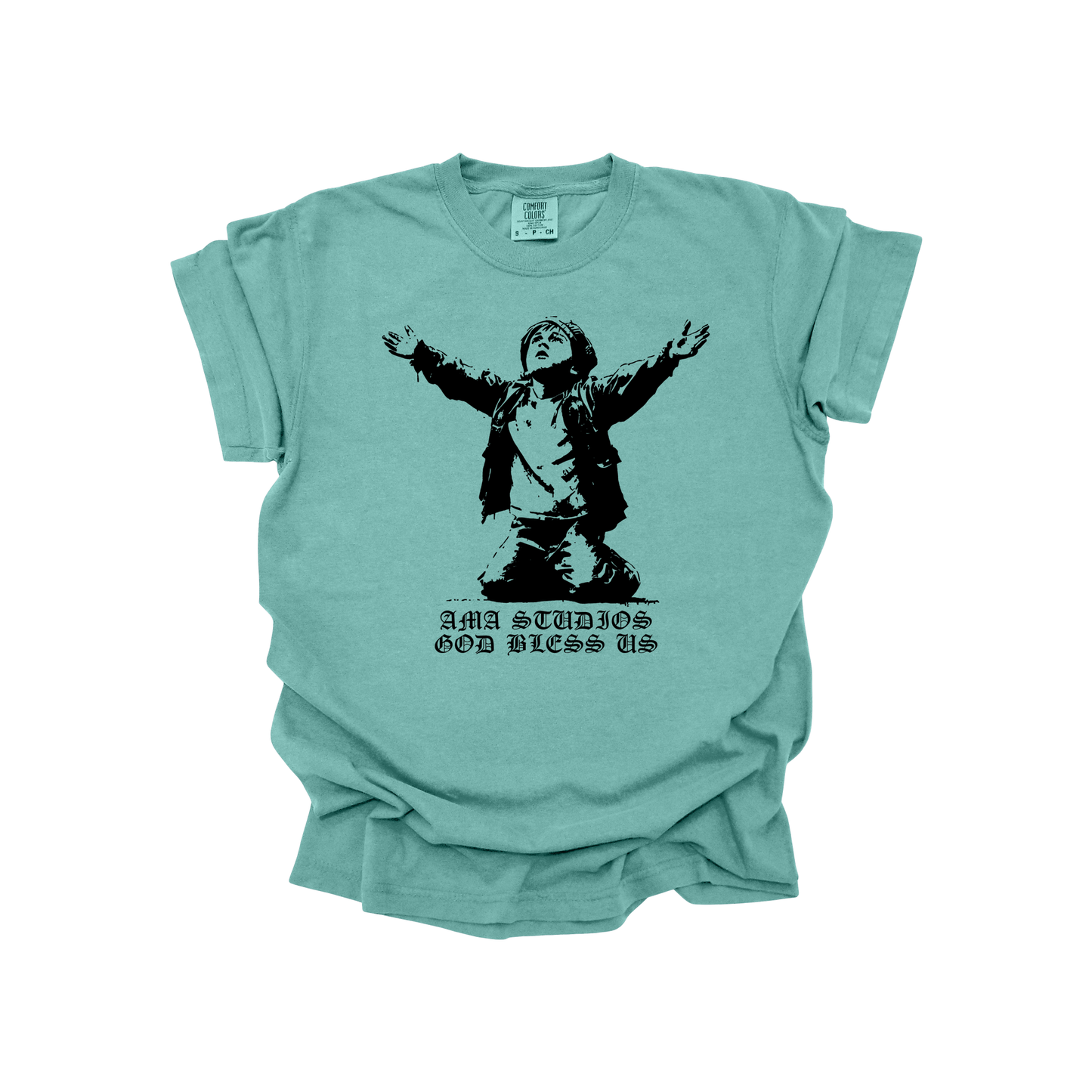 AMA Studios “God Bless Us” Christian T-Shirt – Prayer Graphic Tee