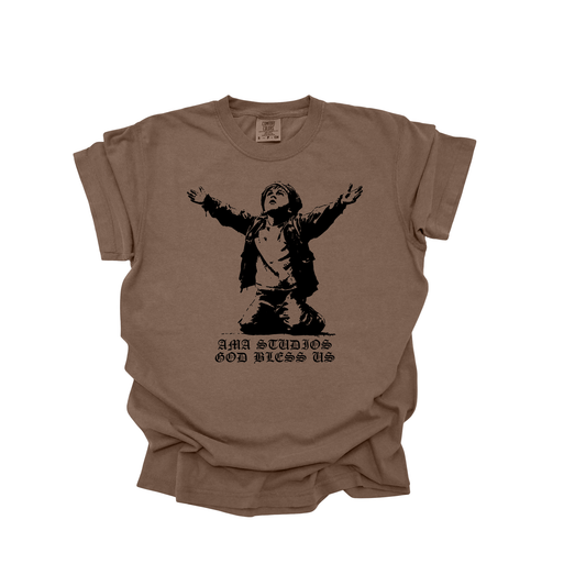 AMA Studios “God Bless Us” Christian T-Shirt – Prayer Graphic Tee