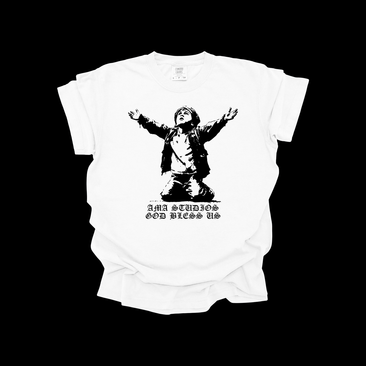 AMA Studios “God Bless Us” Christian T-Shirt – Prayer Graphic Tee
