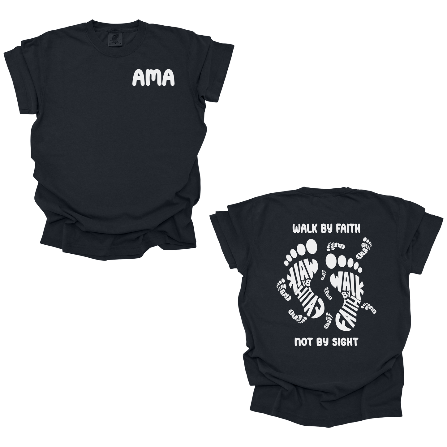 Walk by Faith T-Shirt – 2 Corinthians 5:7 Christian Graphic Tee